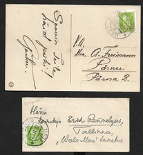 ESTONIA LOCAL LOT OF 1 CHRISTMAS GREETINGS ILLUSTRATED PC + 1 COVER 1937-1938