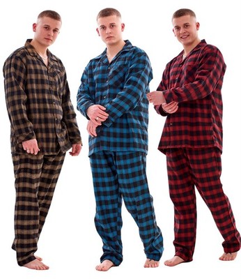 Herren Pyjama-Sets aus gebürsteter Baumwolle garngefärbt kariert normale große Größen Loungewear