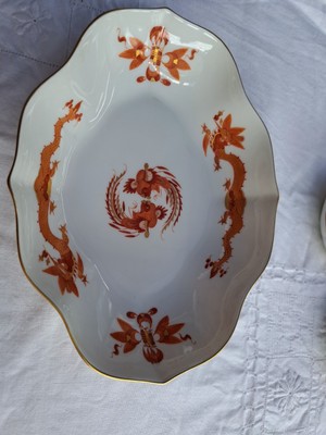 Meissen Teller Schale Drachen ovale Form blaue Schwerter