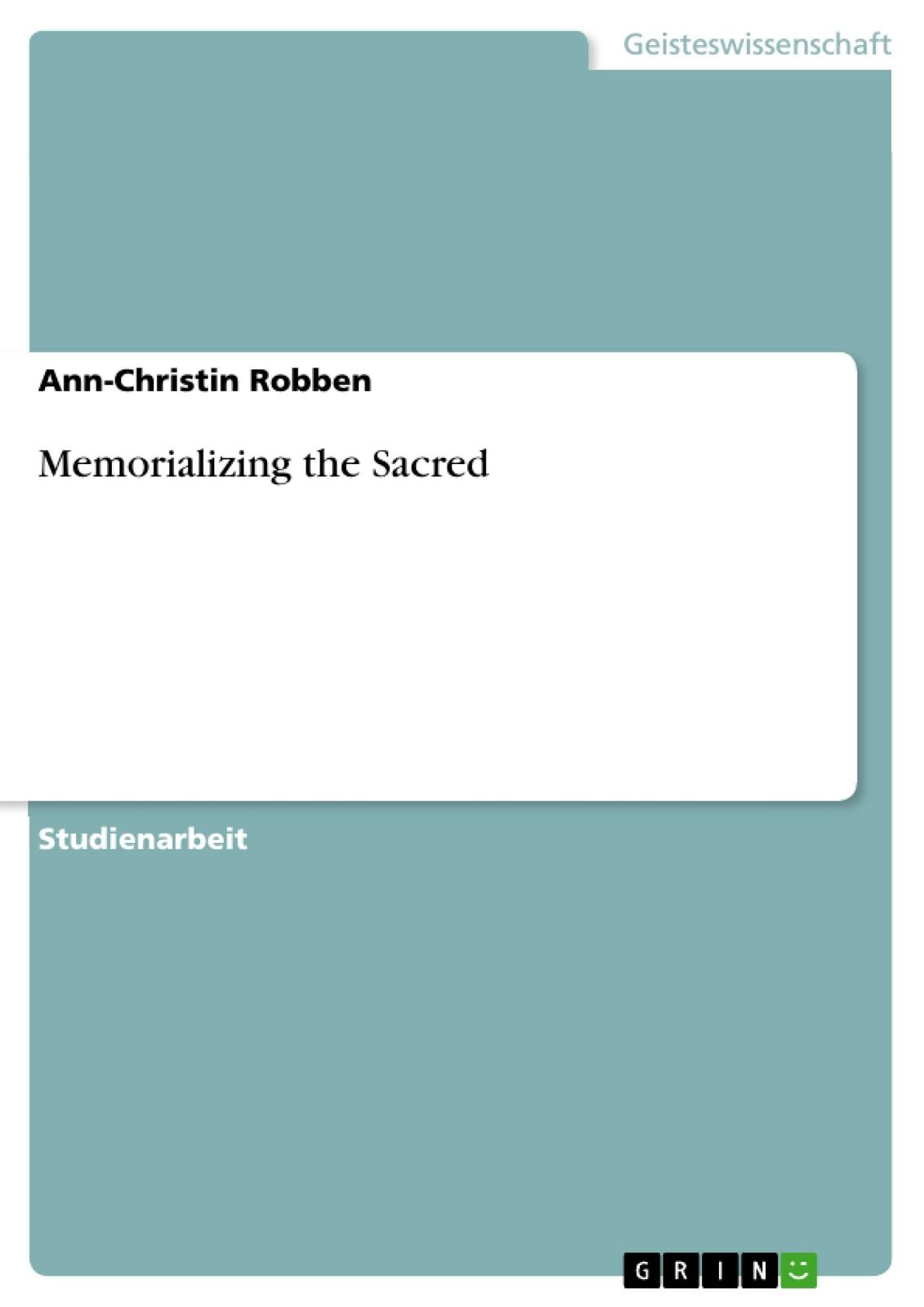 Thumbnail - Memorializing The Sacred | Buch | 9783656220473