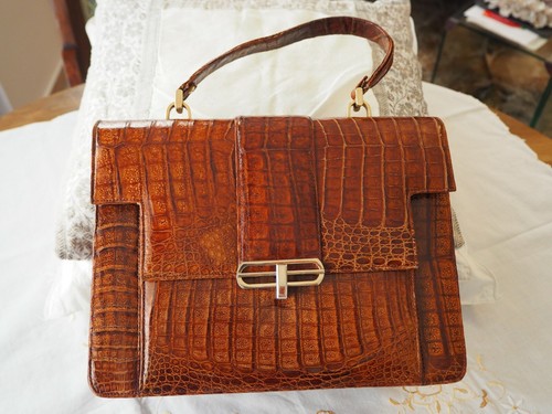 BORSA DI VERO coccodrillo verde scuro vintage anni 60 mai usata manico  rigido EUR 330,00 - PicClick IT