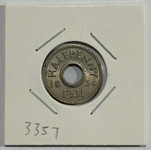 1954 Fiji 1/2 Penny - Elizabeth II Coin - Foto 2 di 3