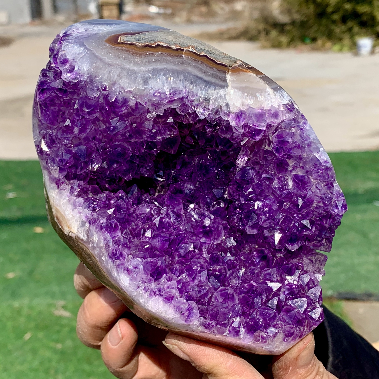 2.86LB Natural Amethyst geode quartz cluster crystal specimen Healing