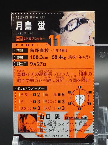 Kei Tsukishima Haikyu Volleyball Trading Card Japanese Anime Z433 - Picture 3 of 3