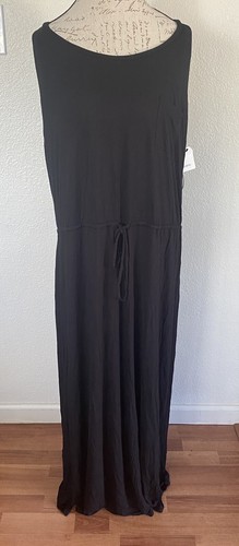 Caslon ärmelloses schwarzes Stufen Maxikleid mit Bindeband & Fronttaschen Größe 2X neu mit Etikett - Bild 1 von 9
