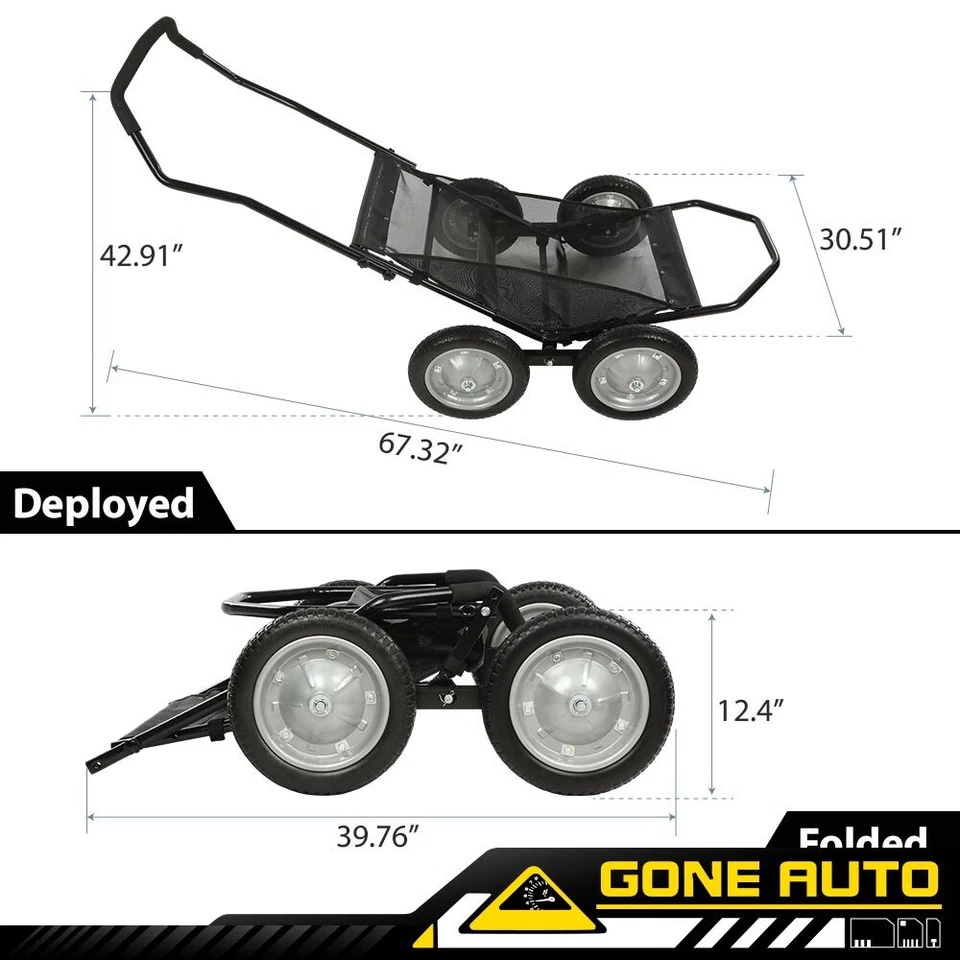 Carro de recuperación de juego de ciervos plegable multiuso de capacidad de 500 lb apto para Hawk Crawler Foto 2 de 4