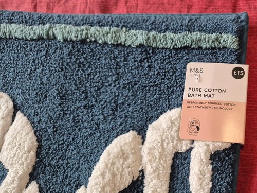 M&S Home Pure Cotton Bath Mat Blue on Sale - Picture 4 of 6