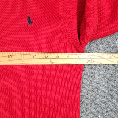 Polo Ralph Lauren Sweater Youth Medium 12/14 Red 1/4 Zip Knit Pony Mock Neck - Picture 5 of 9