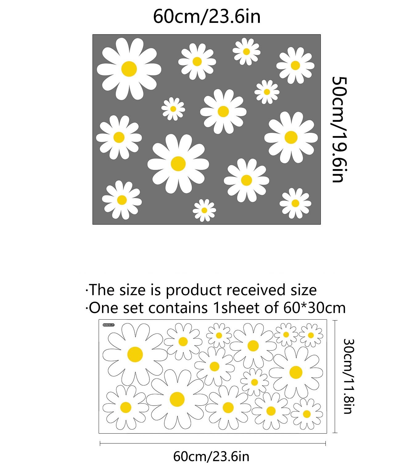 BIBITIME White Daisy Flower Decor Stickers Classroom Background Wall