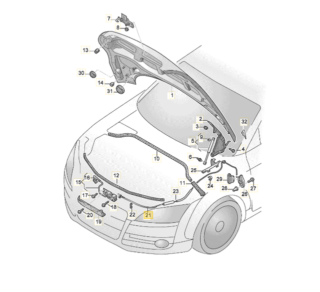 Audi TT TTS 8j RHD Release Cable Genuine 8J2823531C for sale