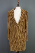 VERSACE JEANS COUTURE Brown Striped Single Breast Coat Size L