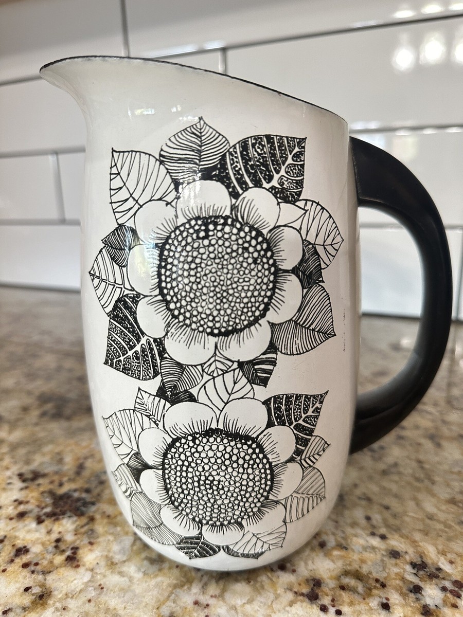 FINEL ARABIA KUKKA Sunflower Enamelware Pitcher Kaj Franck FINEL ARABIA KUKKA Sunflower Enamelware Pitcher Kaj Franck
