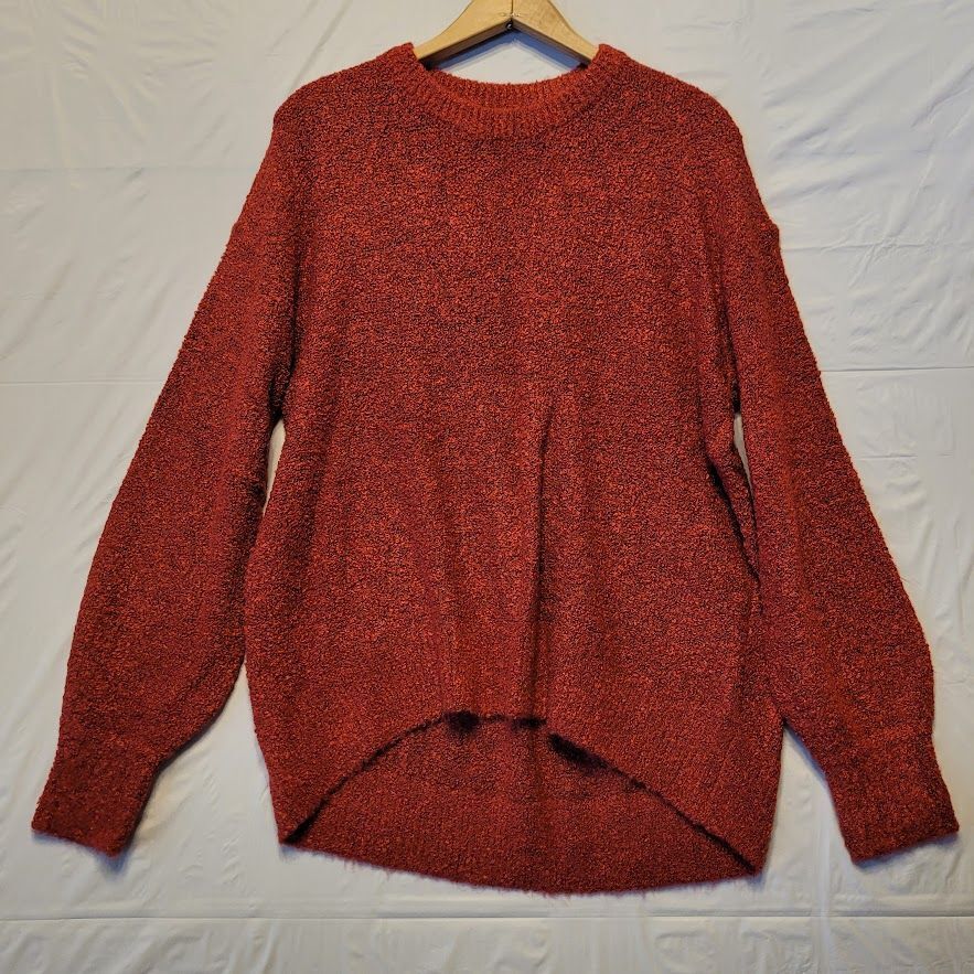 Old Navy Boucle Blouson Sleeve Red Sweater Size L