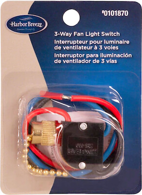 ZE-110 Pull Chain SWITCH 3 way & 3 wire fan ZING EAR Brass Harbor
