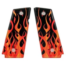 Custom 1911 Compact ambi & non-ambi fit SPD Acrylic Grips Flames Red