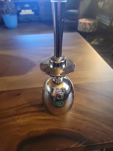 Vintage 1999 schwere silberne Schneemann Glocke mit Klatsche Speiseglocke - Bild 1 von 2