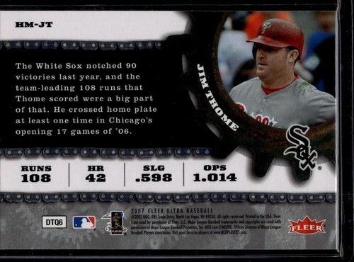 2007 Ultra #HM-JT Jim Thome Schlagmaschine Materialien - Bild 2 von 2