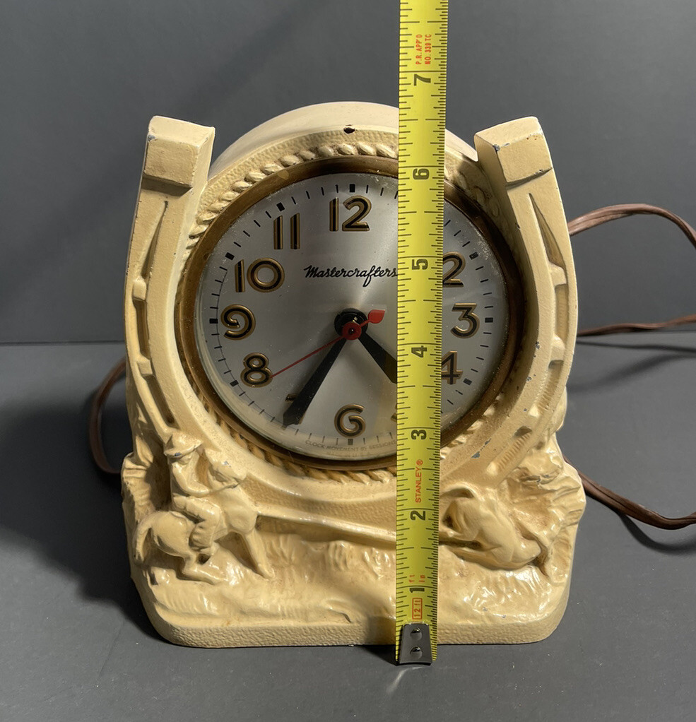 Vtg Cowboy Themed Horseshoe Horse Electric Clock By Sessions Parts eBay
