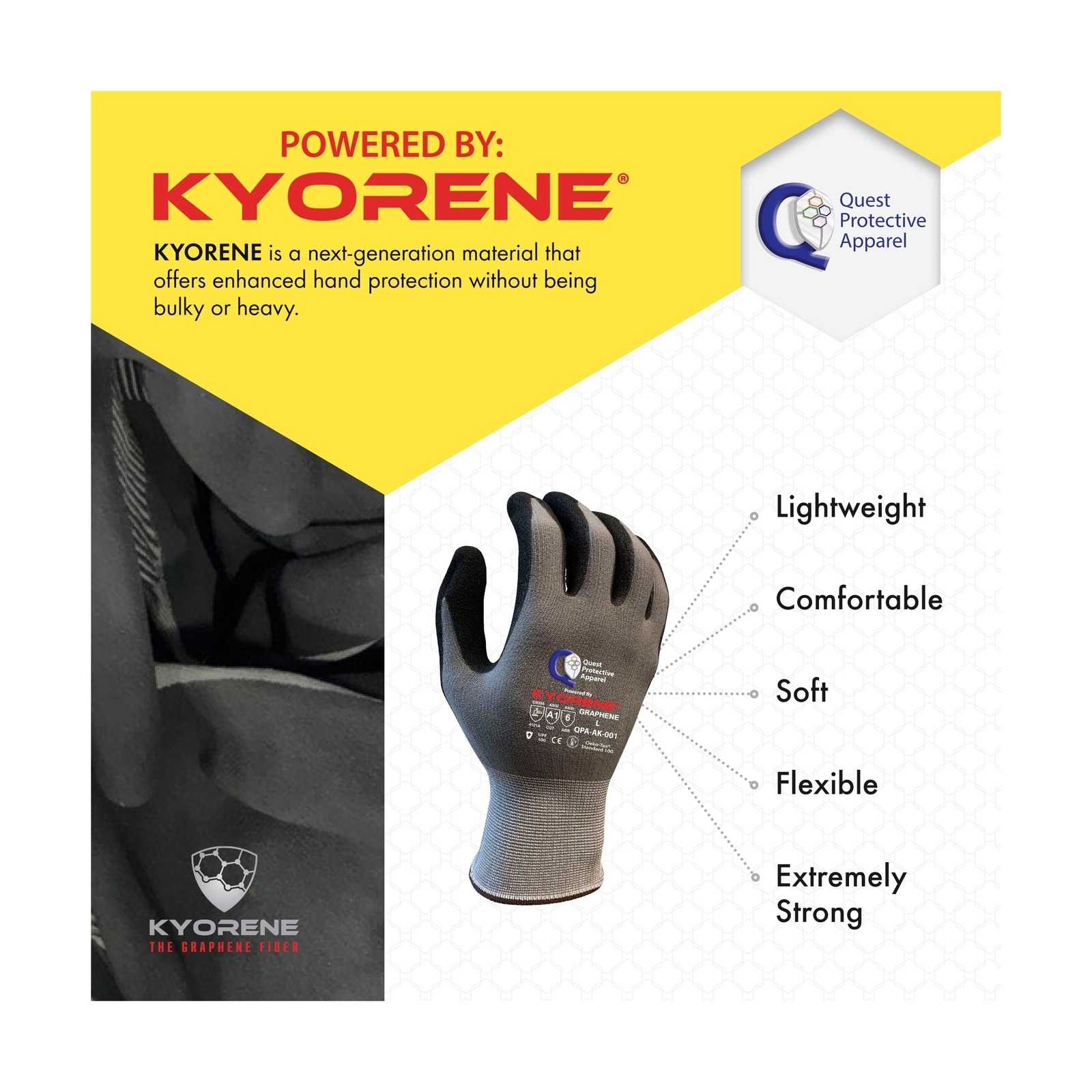 Quest Cut Resistant Work Gloves Puncture Resistant Protection 1/3