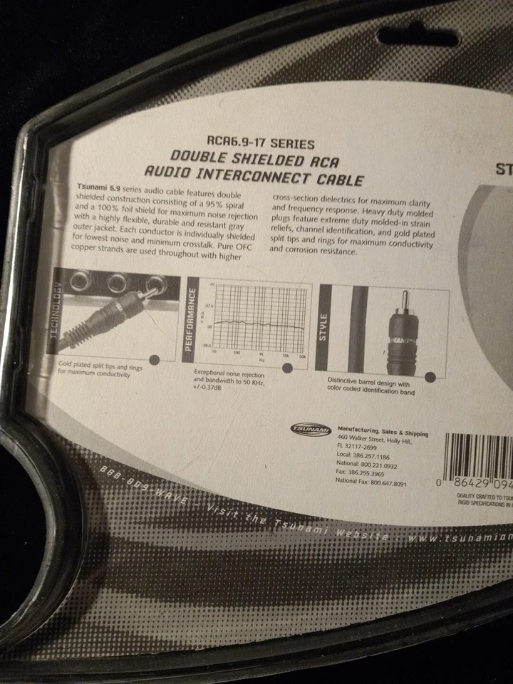 New Tsunami RCA Audio Cables RCA6.9-17 Double Shielded RCA Audio Cables/Amp Wire - Image 3 of 4