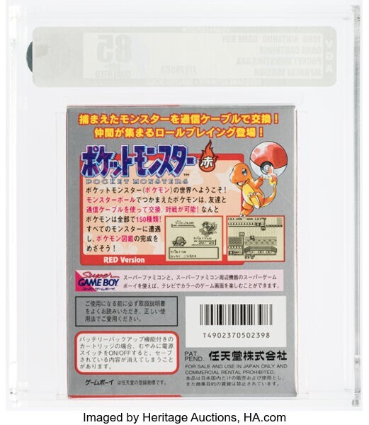 Pokemon Red Pocket Monsters Aka VGA 85 QUALIFIED Nintendo Game Boy