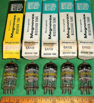 (5) NOS 6AN8A Triode/Pentode Tubes Magnavox by Sylvania Tested GOOD! (1950's)