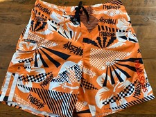 Vtg 90 Maui  Sons Orange Swim Trunks Floral Tropical Print Size Mens Sz Large