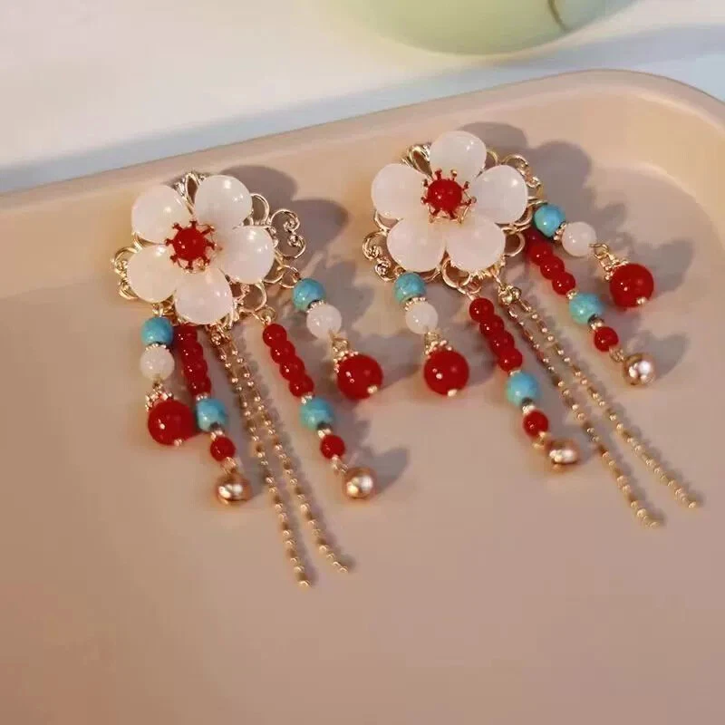 Gorros chinos para la cabeza mujeres niñas borla Hanfu accesorios para el cabello antiguos Foto 3 de 4