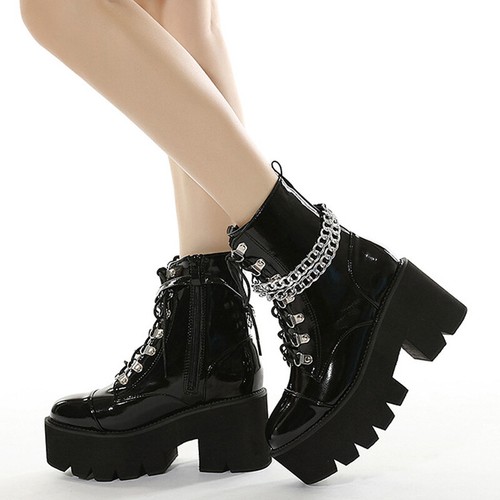platform boots with chains