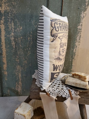 PRIMITIVE VINTAGE AMERICANA COLONIAL GRANDPA WONDER SOAP LAUNDRY BATH PILLOW - Picture 5 of 6