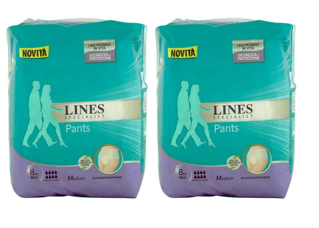 16 Pannoloni a Mutandine adulti LINES SPECIALIST PANTS Incontinenza MEDIUM NUOVI