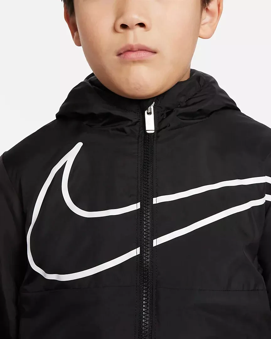 NWT Nike Little Kids Full Zip Fleece Lined Woven Jacket Black