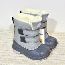 Cat  Jack Girls Gray Winter Shearling Style Boots Toddler Size 5 Fur Snow Cute