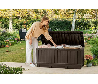 OUTDOOR STORAGE BOX BIN 92 Gallon Resin Lockable Deck Box 