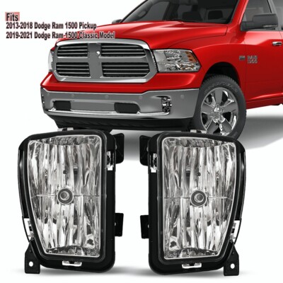 Par De Faros Antiniebla Delanteros Transparentes Para Dodge RAM 1500 2013-2018 | Ylwspeed20, Con Carcasa Negra