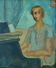 Antique Painting Pianist Music PH. Blacher Poetic Reality G. Vidal
