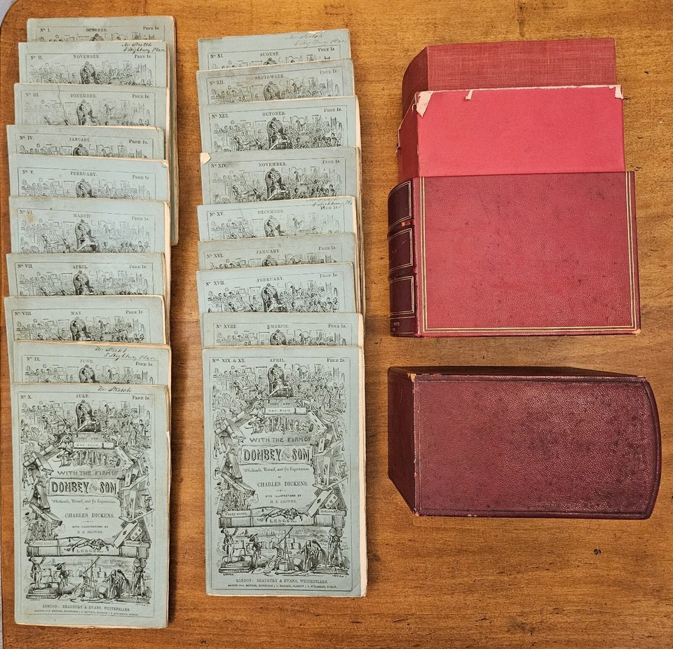 1846 to 1848 Dombey and Son by Charles Dickens Original Parts and Clamshell Case - Image 2 of 4