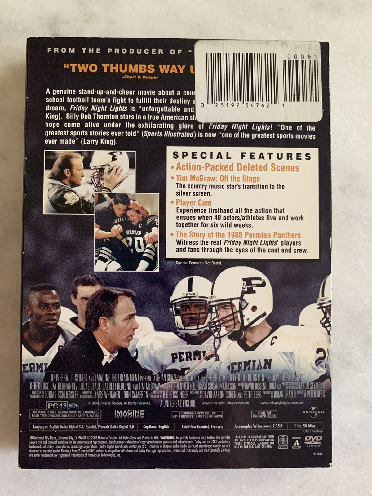 Friday Night Lights (DVD, 2004) Tim McGraw, Billy Bob Thornton