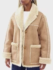 BDG Urban Outfitters Faux Shearling Car Coat Neutral Size UK 4 - XXS -RRP £79.00