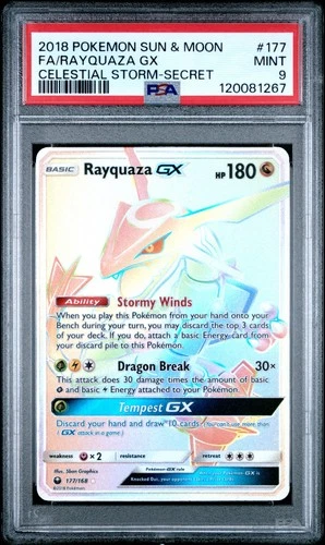 Rayquaza GX #177 Celestial Storm Secret 2018 Pokemon PSA 9