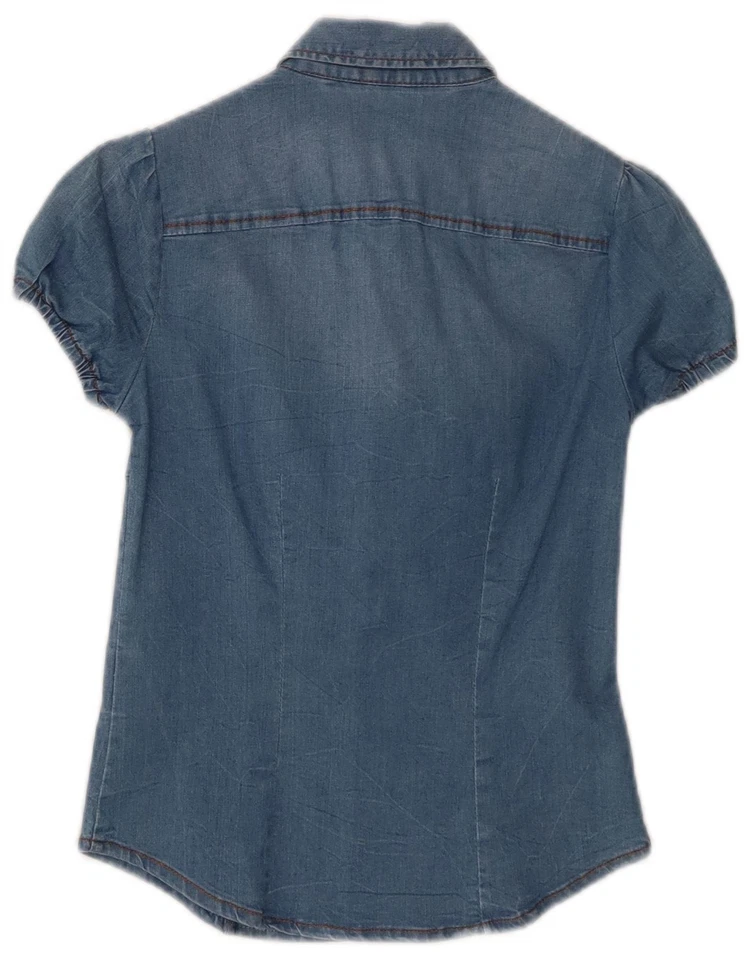 Camisa vaquera manga corta LIU JO para mujer IT 42 algodón azul medio DF23 Foto 2 de 3