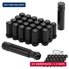 M14X1.5 Spline Lug Nuts Black 2" Tall Set of 24 with 2 Socket Keys