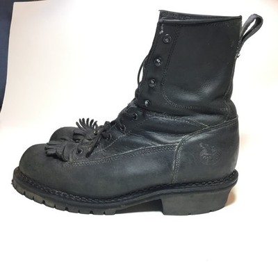 Georgia Men's Black Leather Waterproof Logger Boots Size 11.5 Wide Vibram Soles