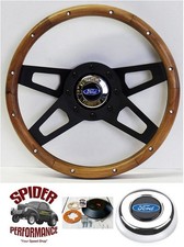 89-94 Bronco Ii Ranger Wood Steering Wheel Blue Oval 13 12 Walnut 4 Black Spoke