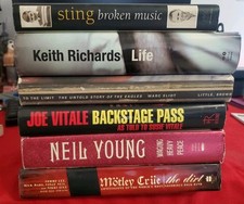 Rock Books X 6 Sting/Keith Richards/Eagles/Joe Vitale/Neil Young/Motley Crue ...