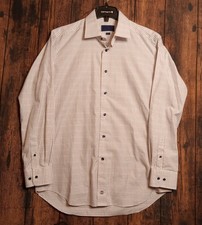 David Donahue Men's Long Sleeve Button Up Dress Shirt 17-34/35 Multicolor Check