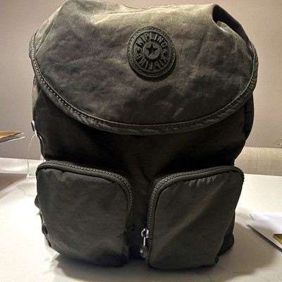 Kipling Black Medium 30L Nylon Backpack 4 Pockets Zip Closure