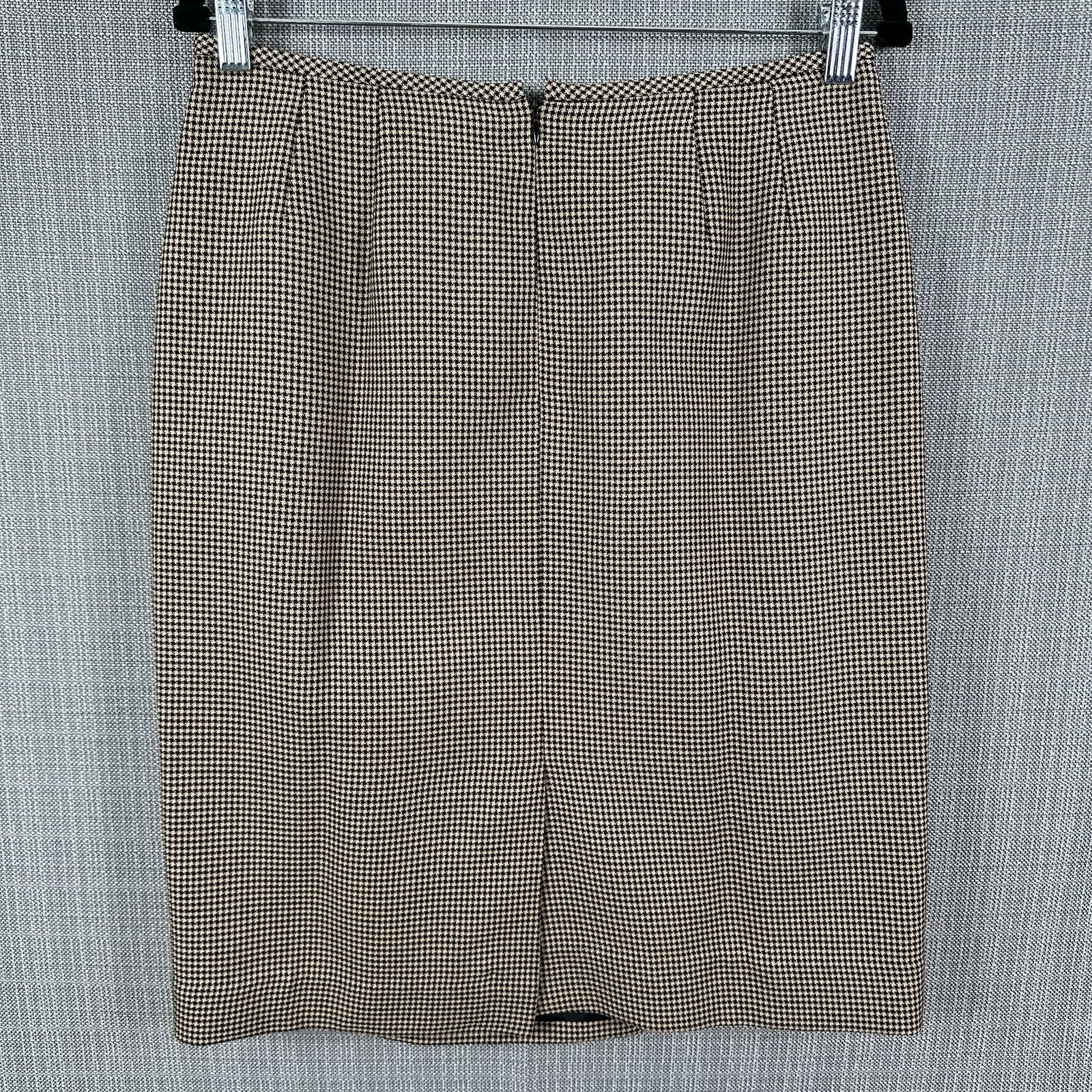 Le Suit 2 Piece Set Houndstooth Jacket Skirt Women 12 Petite Brown Classic Retro