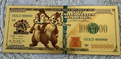 Gold Foil Plated Chip N  Dale Rescue Rangers Banknote Disney Collectible