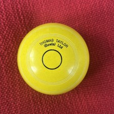 Used THOMAS TAYLOR Crown Green Bowls Practice Jack. Yellow Very Good Condition